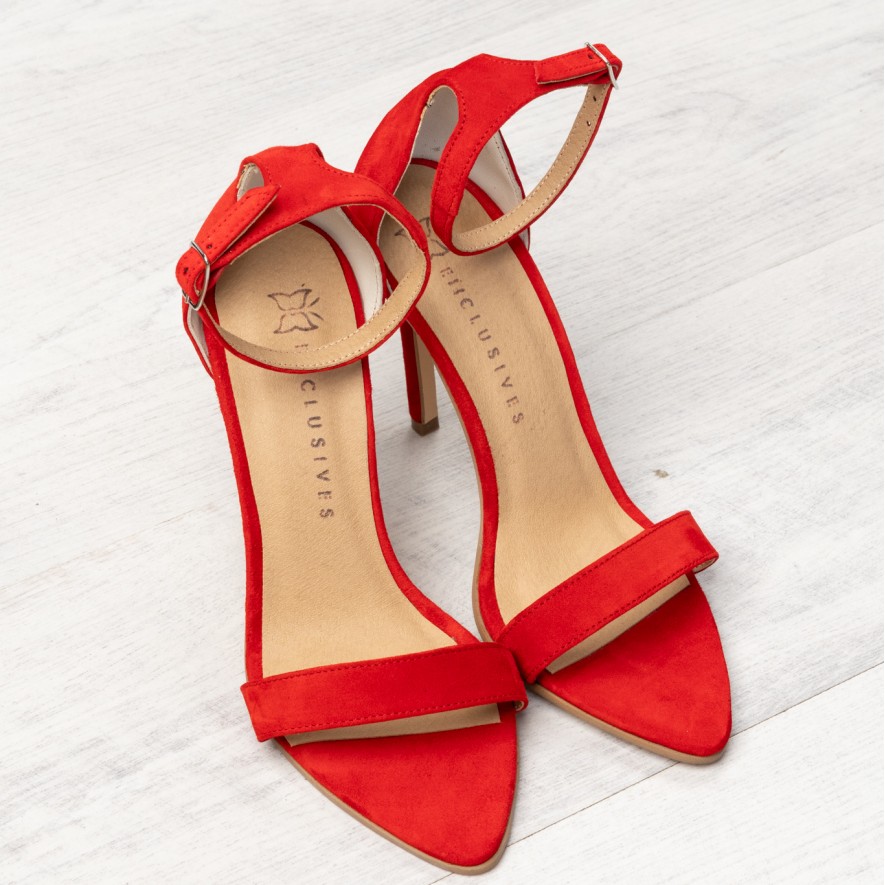   Sandale - Classy - Velur red - 10cm